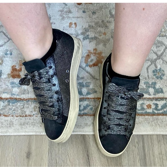 P448 Shoes - P448"Black and Silver Sneakers 👟-Size (39) -Good Condition